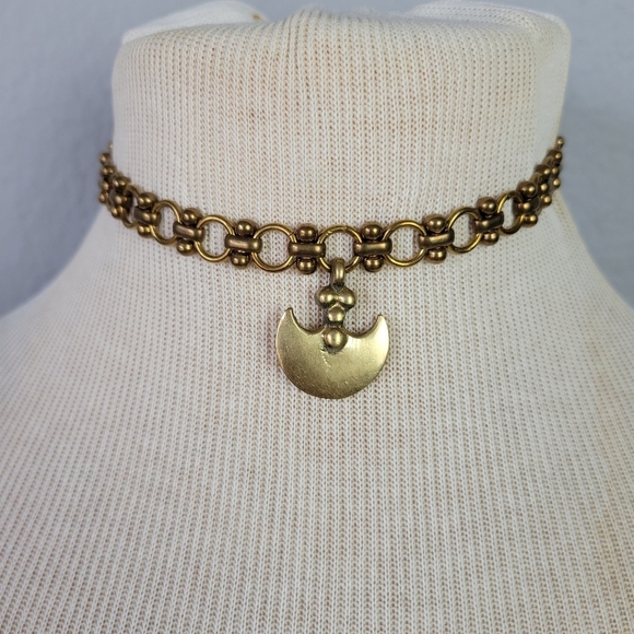 Vanessa Mooney Jewelry - VANESSA MOONEY // ltd ed unique brass link pendant choker necklace rare